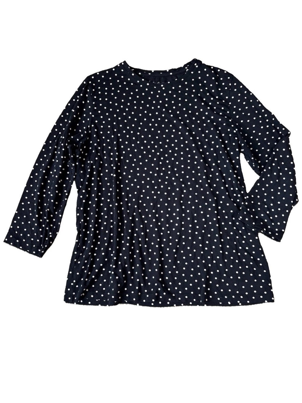 Gudrun Sjoden Black and White Polka Dot 3/4 Sleeve Shirt Size